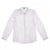 Βαμβακερό πουκάμισο με επιμήκη πλάτη, λευκό Benetton 222002 