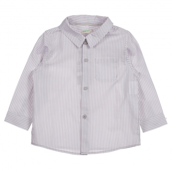Βαμβακερό πουκάμισο σε λευκές και γκρι ρίγες για ένα μωρό Benetton 222023 