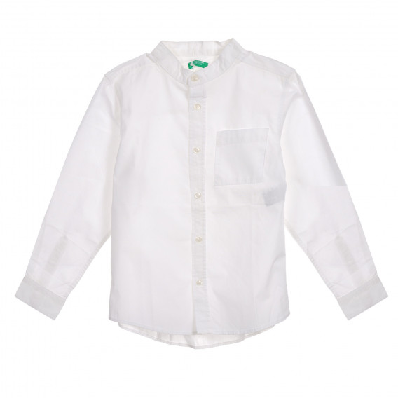 Βαμβακερό πουκάμισο με γιακά, λευκό Benetton 222026 