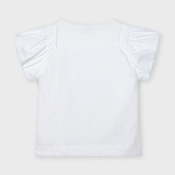 Μπλουζάκι με ελαστικό στα μανίκια, λευκό Mayoral 222448 2