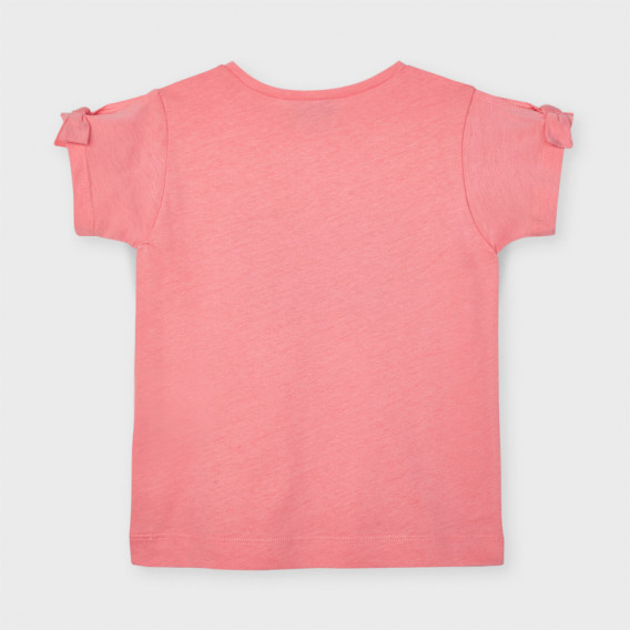Βαμβακερό μπλουζάκι με κορδέλες στα μανίκια, ροζ Mayoral 222454 2