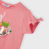 Βαμβακερό μπλουζάκι με κορδέλες στα μανίκια, ροζ Mayoral 222455 3