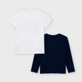 Βαμβακερή μπλούζα και μακρυμάνικη μπλούζα σε λευκό και μπλε Mayoral 222508 2
