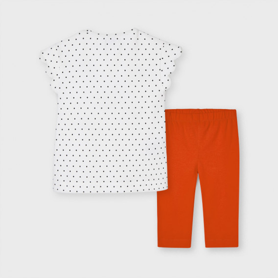 Βαμβακερό μπλουζάκι και κολάν σε λευκό και πορτοκαλί χρώμα Mayoral 222556 2
