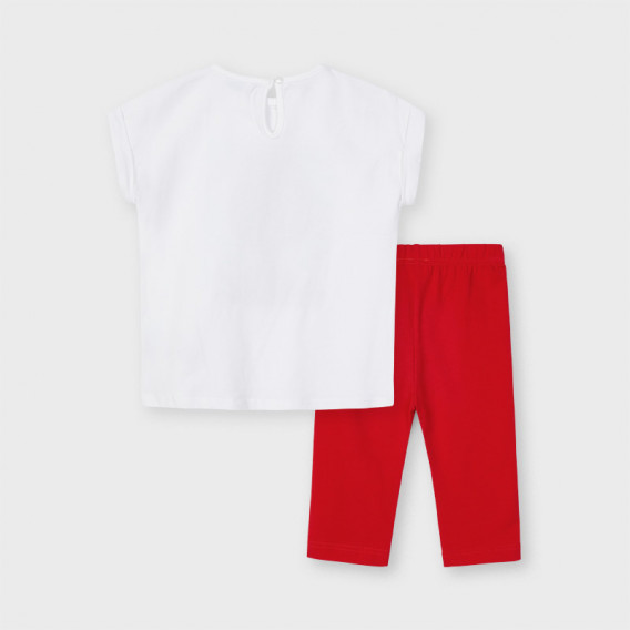 Βαμβακερό μπλουζάκι και κολάν σε λευκό και κόκκινο Mayoral 222559 2