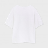 Βαμβακερή μπλούζα με κοντά μανίκια και γραφικό σχέδιο, λευκή Mayoral 222595 2