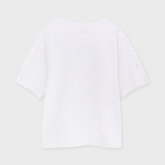 Βαμβακερή μπλούζα με κοντά μανίκια και γραφικό σχέδιο, λευκή Mayoral 222595 2