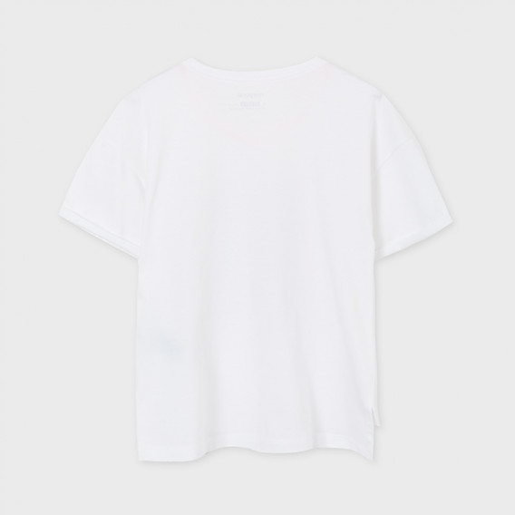 Βαμβακερό μπλουζάκι με λεζάντα μπροκέ, λευκό Mayoral 222609 2