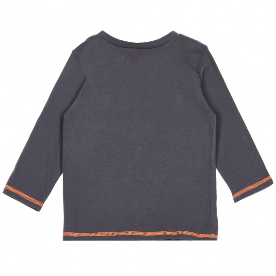 Βαμβακερή μπλούζα με μακριά μανίκια για μωρά, σκούρο γκρι Benetton 222867 4