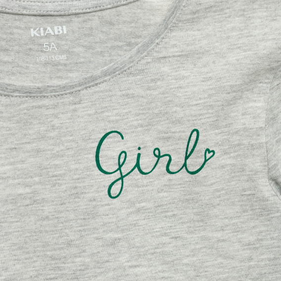 Μακρυμάνικη μπλούζα με την επιγραφή Κορίτσι, γκρι KIABI 223230 2