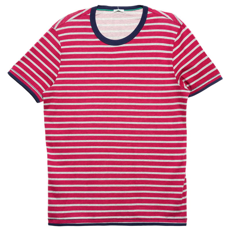 Λευκό-κόκκινο βαμβακερό μπλουζάκι με ρίγες  223334