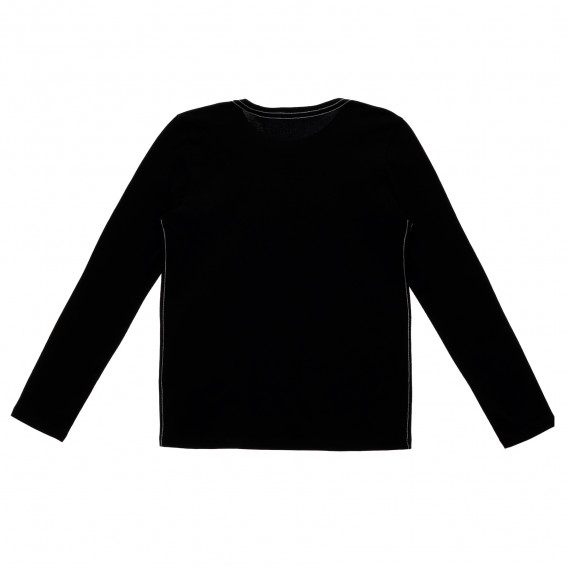 Μαύρη, μακρυμάνικη, βαμβακερή μπλούζα με το λογότυπο της μάρκας ,για αγόρι Guess 223387 4