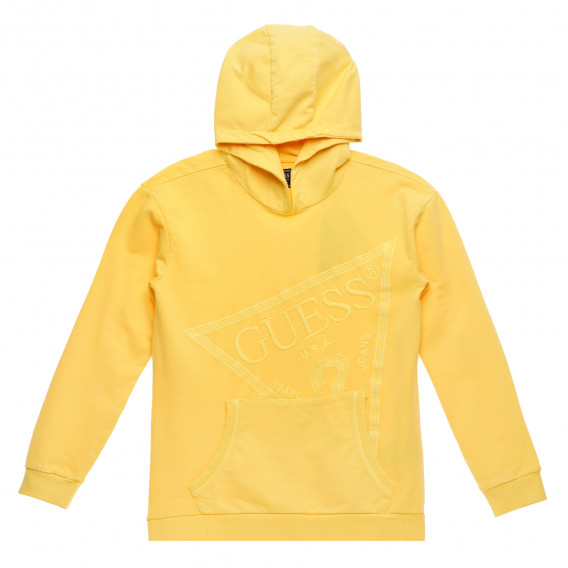 Κίτρινο, βαμβακερό φούτερ με ανάγλυφο λογότυπο μάρκας, για αγόρι Guess 223408 