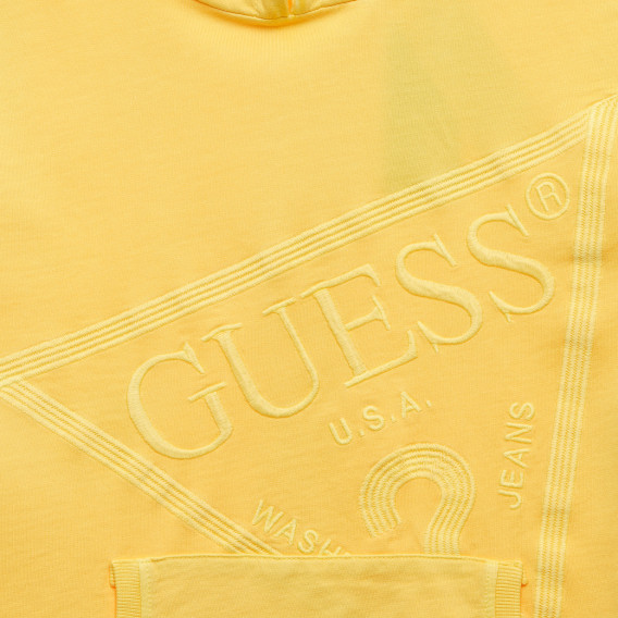 Κίτρινο, βαμβακερό φούτερ με ανάγλυφο λογότυπο μάρκας, για αγόρι Guess 223409 2
