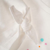 Λευκή βαμβακερή μπλούζα με κοντά μανίκια και κορδέλες Benetton 223499 3