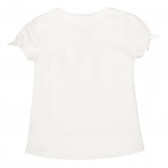 Λευκή βαμβακερή μπλούζα με κοντά μανίκια και κορδέλες Benetton 223500 4