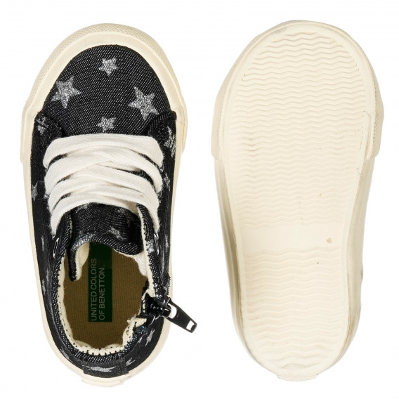 Υψηλά πάνινα παπούτσια για μωρά με αστέρια μπρόκάρ, γκρι Benetton 223591 4