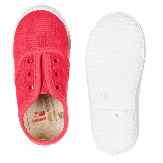 Υφασμάτινα πάνινα παπούτσια χωρίς κορδόνια για μωρά, κόκκινα ZY 224010 3