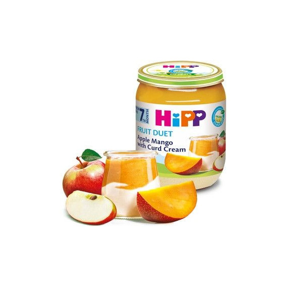 Βιολογικό μήλο μάνγκο και τυρί cottage, 6-8 μηνών, βάζο 160 γρ. Hipp 22405 