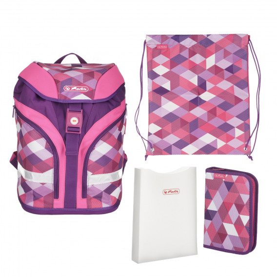 Ροζ και μοβ σακίδιο με τσάντα και μολύβι, για κορίτσι Herlitz 224110 