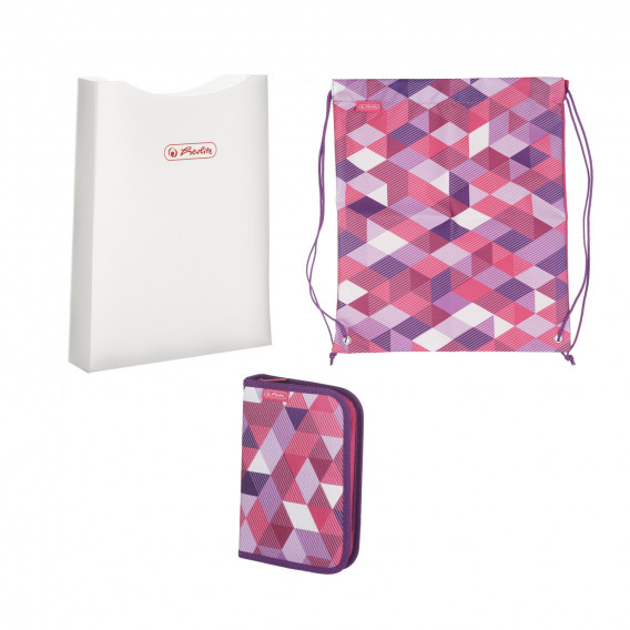 Ροζ και μοβ σακίδιο με τσάντα και μολύβι, για κορίτσι Herlitz 224120 12