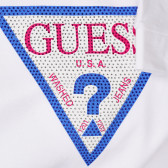 Βαμβακερό μπλουζάκι με το λογότυπο της μάρκας με πέτρες, λευκό Guess 224306 2