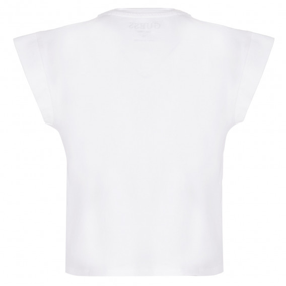 Βαμβακερό μπλουζάκι με το λογότυπο της μάρκας με πέτρες, λευκό Guess 224307 3