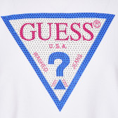 Βαμβακερό μπλουζάκι με το λογότυπο της μάρκας με πέτρες, λευκό Guess 224308 4
