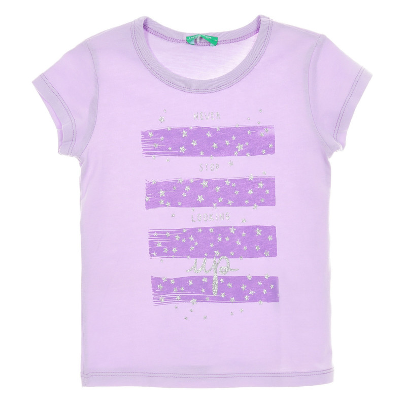Βαμβακερό μπλουζάκι με τυπωμένο μπροκάρ για μωρά, μωβ  224430