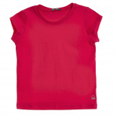 Βαμβακερό μπλουζάκι με το λογότυπο της μάρκας για ένα μωρό, σκούρο ροζ Benetton 224438 