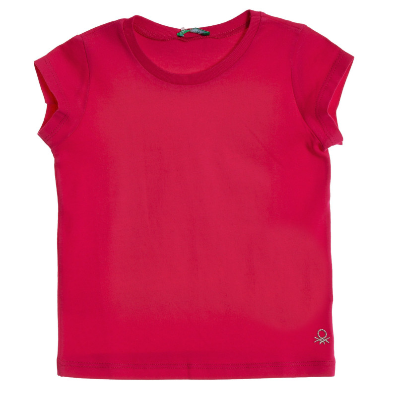 Βαμβακερό μπλουζάκι με το λογότυπο της μάρκας για ένα μωρό, σκούρο ροζ  224438