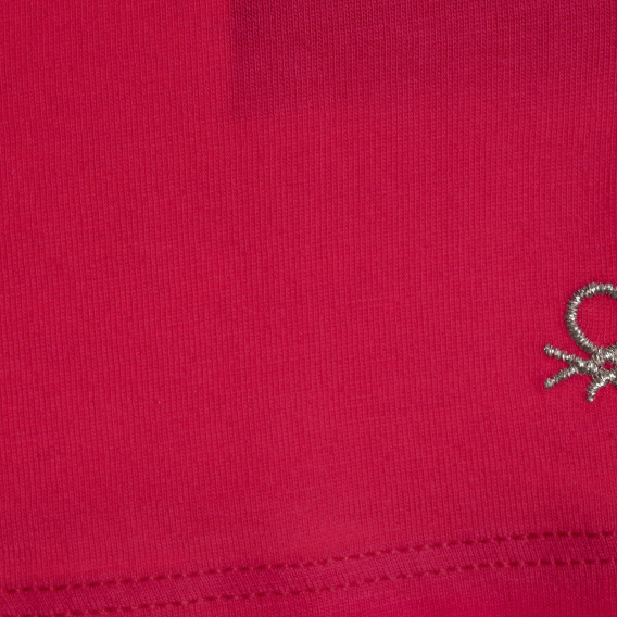 Βαμβακερό μπλουζάκι με το λογότυπο της μάρκας για ένα μωρό, σκούρο ροζ Benetton 224439 2