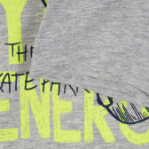Βαμβακερό μπλουζάκι με την επιγραφή Μοιραστείτε την ενέργειά σας για ένα μωρό, γκρι Benetton 224448 3