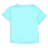 Βαμβακερό μπλουζάκι με επιγραφή brocade, ανοιχτό μπλε Benetton 224453 4