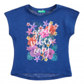 Βαμβακερό μπλουζάκι με λουλουδάτη εκτύπωση για μωρό, μπλε Benetton 224458 