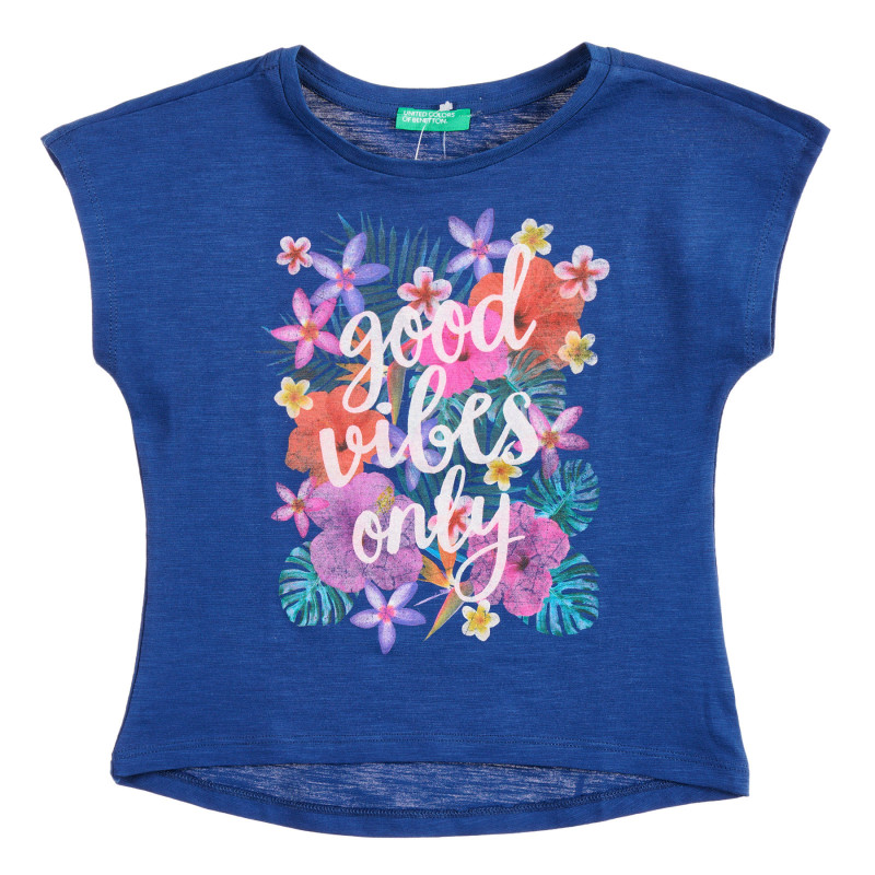Βαμβακερό μπλουζάκι με λουλουδάτη εκτύπωση για μωρό, μπλε  224458
