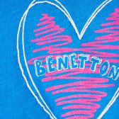 Βαμβακερό μπλουζάκι με καρδιά και επιγραφή για μωρό, μπλε Benetton 224483 2