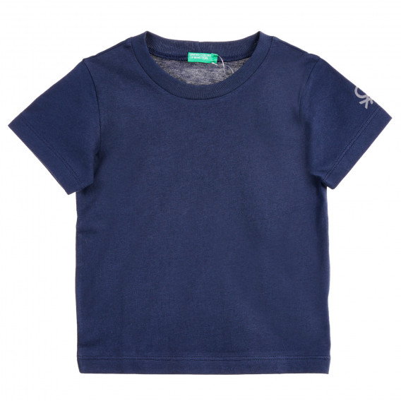 Βαμβακερό μπλουζάκι με το λογότυπο της μάρκας σκούρο μπλε Benetton 224502 