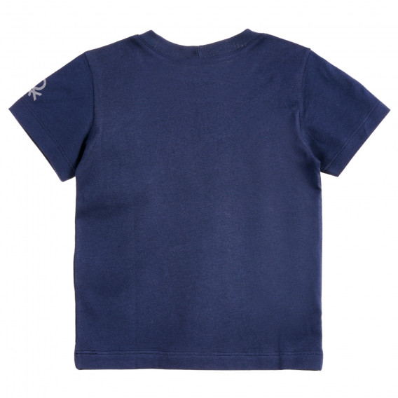 Βαμβακερό μπλουζάκι με το λογότυπο της μάρκας σκούρο μπλε Benetton 224505 4