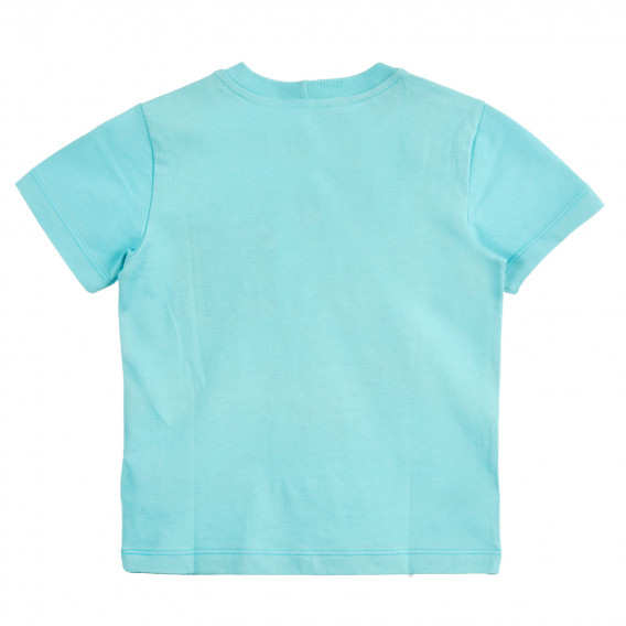 Βαμβακερή μπλούζα με επιγραφή και τσέπη, μπλε Benetton 224513 4