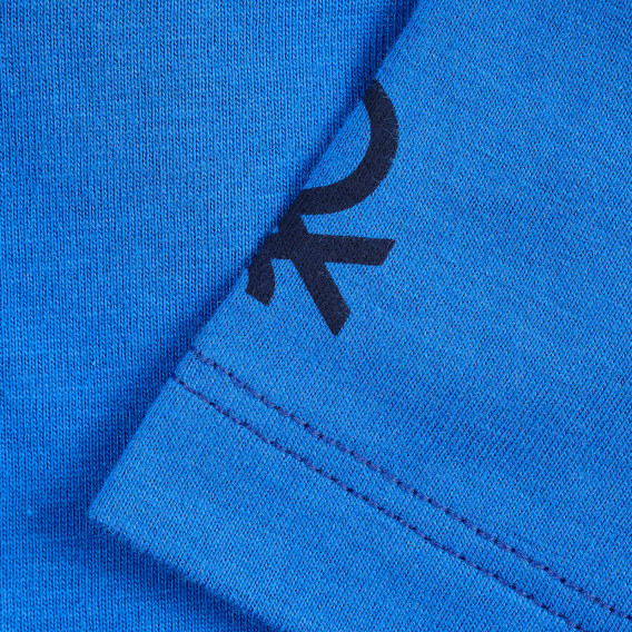 Βαμβακερό μπλουζάκι με το λογότυπο της μάρκας σε μπλε χρώμα Benetton 224519 2
