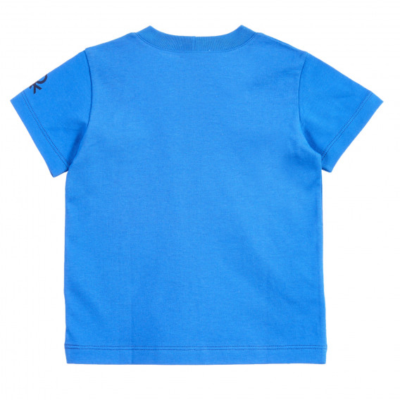 Βαμβακερό μπλουζάκι με το λογότυπο της μάρκας σε μπλε χρώμα Benetton 224521 4