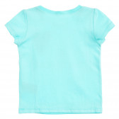Βαμβακερή μπλούζα με κοντά μανίκια και μπρόκ καρδιά, μπλε Benetton 224536 4