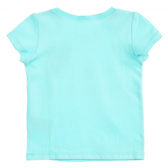Βαμβακερή μπλούζα με κοντά μανίκια και μπρόκ καρδιά, μπλε Benetton 224536 4