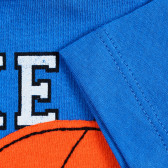 Βαμβακερό μπλουζάκι με μπάλες μπάσκετ απλικέ, μπλε Benetton 224539 3