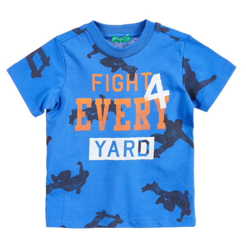 Βαμβακερό μπλουζάκι με γραφική εκτύπωση, σε μπλε χρώμα  224541