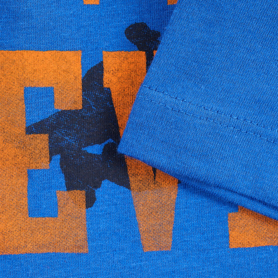 Βαμβακερό μπλουζάκι με γραφική εκτύπωση, σε μπλε χρώμα Benetton 224543 3