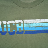 Βαμβακερή μπλούζα με κοντά μανίκια και επιγραφή, πράσινο Benetton 224546 2