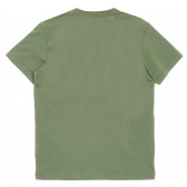 Βαμβακερή μπλούζα με κοντά μανίκια και επιγραφή, πράσινο Benetton 224548 4