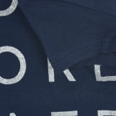 Βαμβακερή μπλούζα με κοντά μανίκια και επιγραφή Αγάπη περισσότερο μίσος λιγότερο, σκούρο μπλε Benetton 224551 3